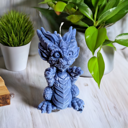 Limitierte Drachenkerze aus Sojawachs – Blau – Handgegossen